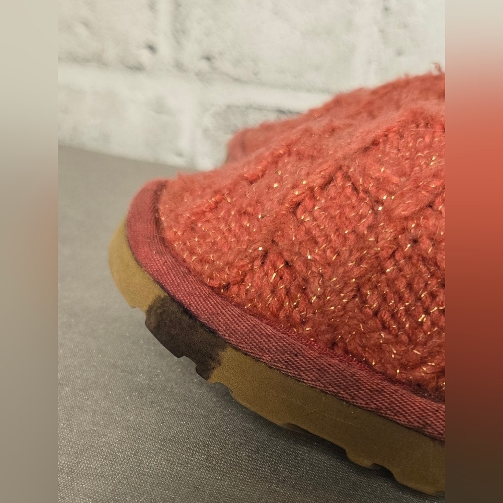 UGG Australia Classic Cardy Knit Button Boots Coral Orange Tall Size 8 - Picture 11 of 11